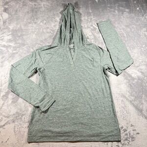 Eddie Bauer Womens XS Green Heathered Long Sleeve Hooded Performance Shirt VNeck